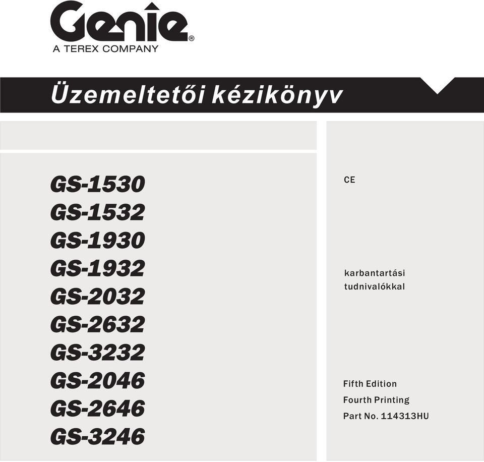 GS-2046 GS-2646 GS-3246 CE karbantartási