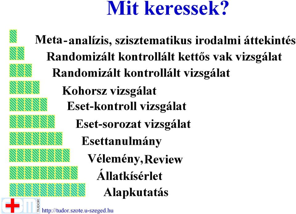 kettős vak vizsgálat Randomizált kontrollált vizsgálat Kohorsz vizsgálat