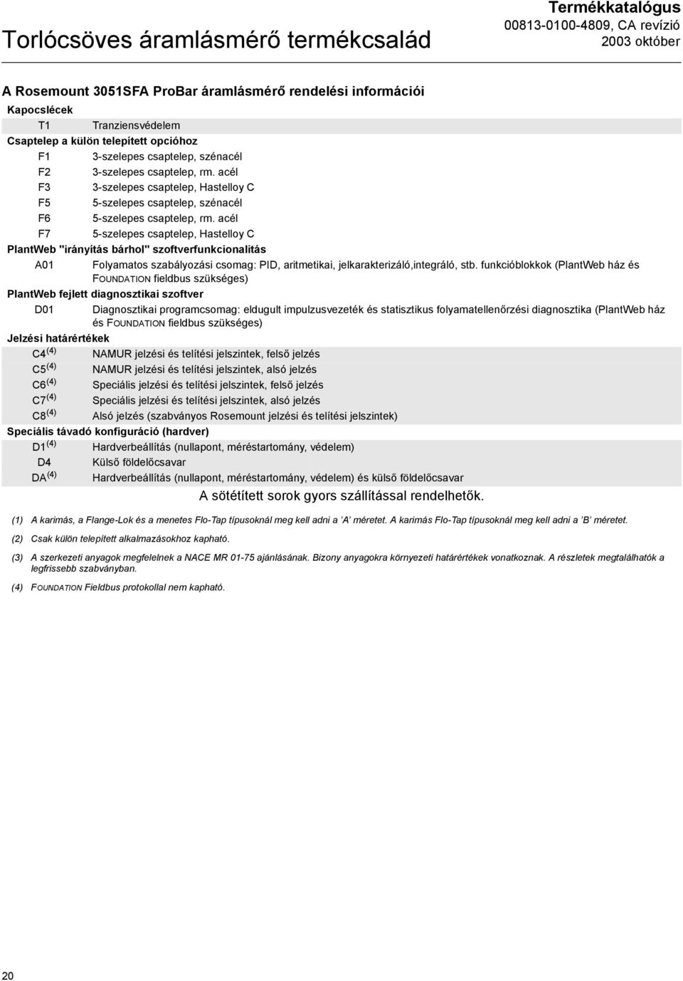 acél F7 5-szelepes csaptelep, Hastelloy C PlantWeb "irányítás bárhol" szoftverfunkcionalitás A01 Folyamatos szabályozási csomag: PID, aritmetikai, jelkarakterizáló,integráló, stb.