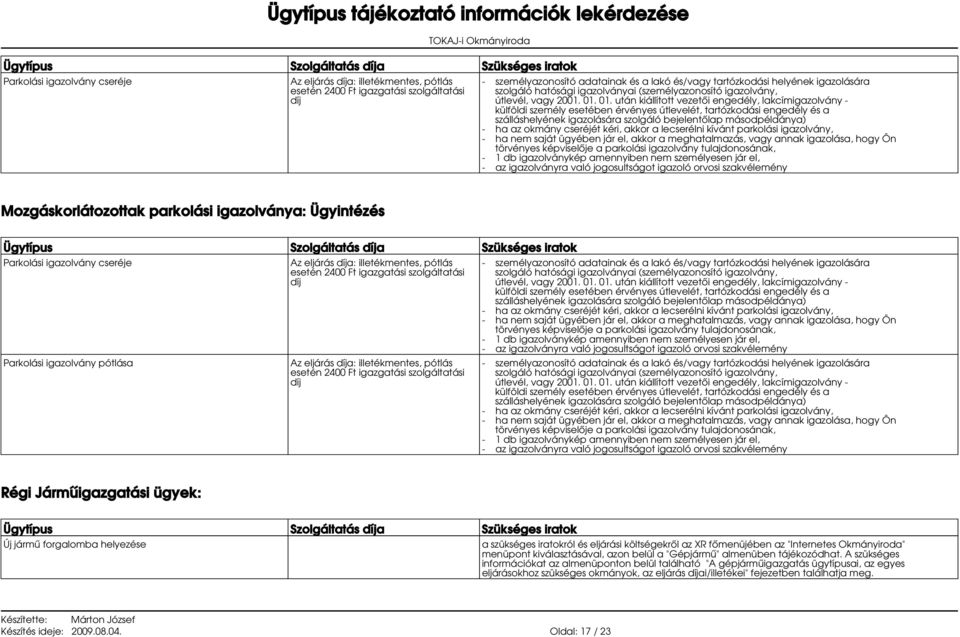 01. után kiállított vezetői engedély, lakcímigazolvány - külföldi személy esetében érvényes útlevelét, tartózkodási engedély és a szálláshelyének igazolására szolgáló bejelentőlap másodpéldánya) - ha