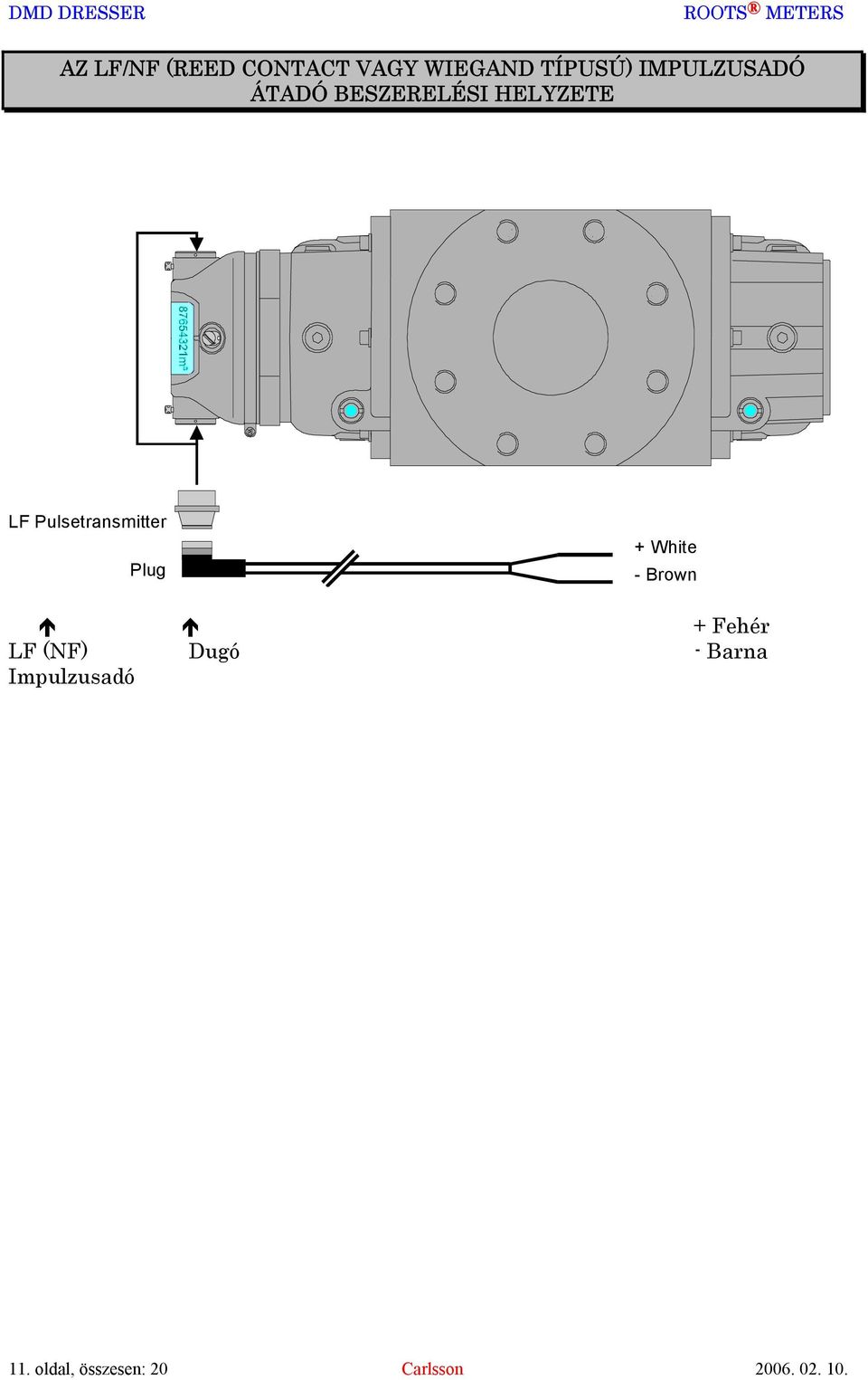 Pulsetransmitter Plug +White -Brown + Fehér LF
