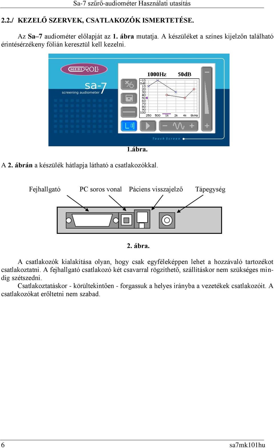 Fejhallgató PC soros vonal Páciens visszajelző Tápegység 2. ábra.