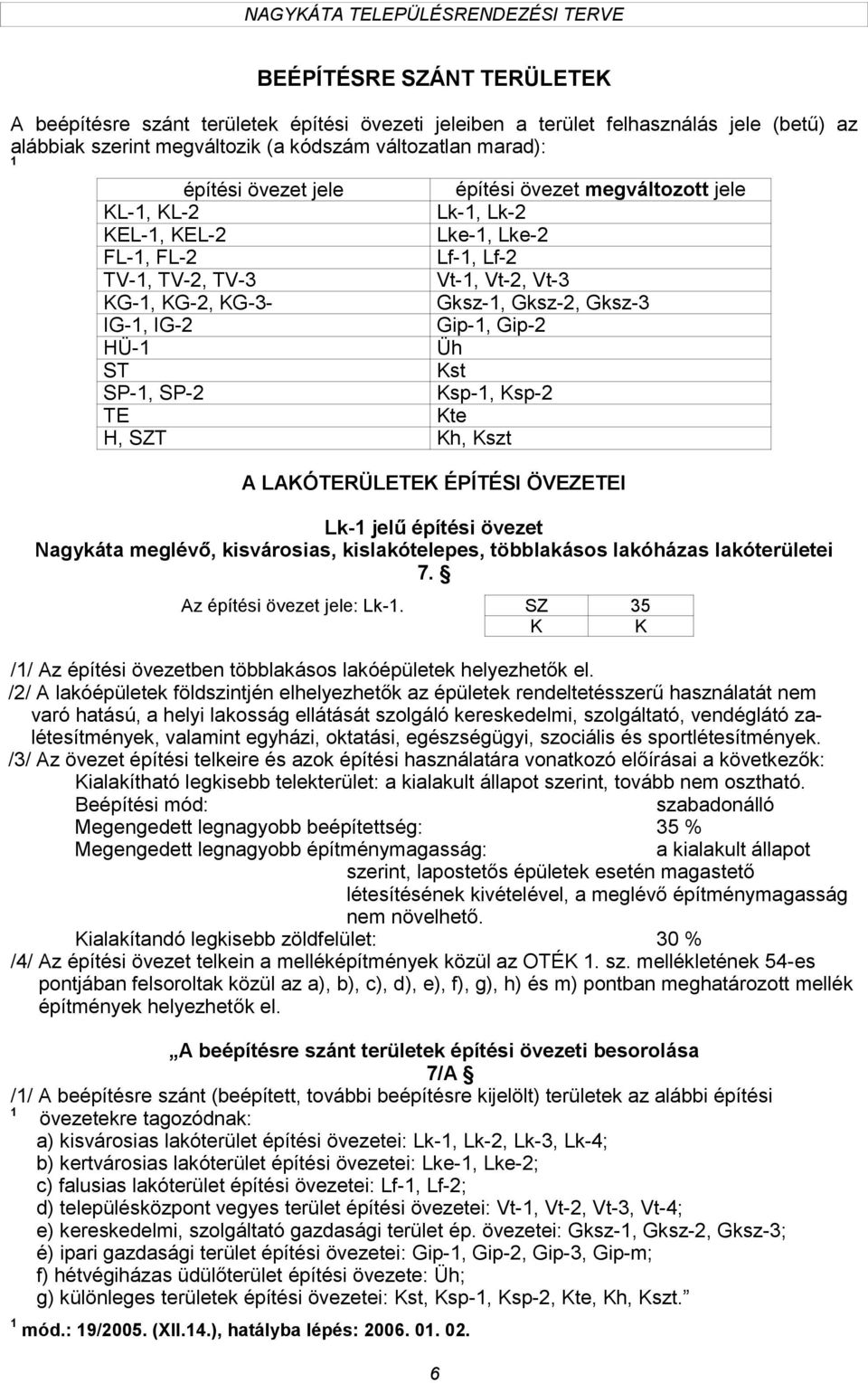 Kst SP-, SP-2 Ksp-, Ksp-2 TE Kte H, SZT Kh, Kszt A LAKÓTERÜLETEK ÉPÍTÉSI ÖVEZETEI Lk- jelű építési övezet Nagykáta meglévő, kisvárosias, kislakótelepes, többlakásos lakóházas lakóterületei 7.