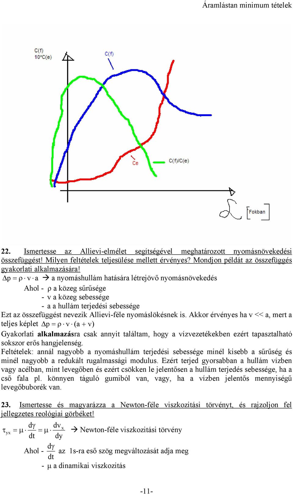 Akkor érényes ha << a, mert a teljes képlet p = (a + ) Gyakorlati alkalmazásra csak annyit találtam, hogy a ízezetékekben ezért tapasztalható sokszor erős hangjelenség.