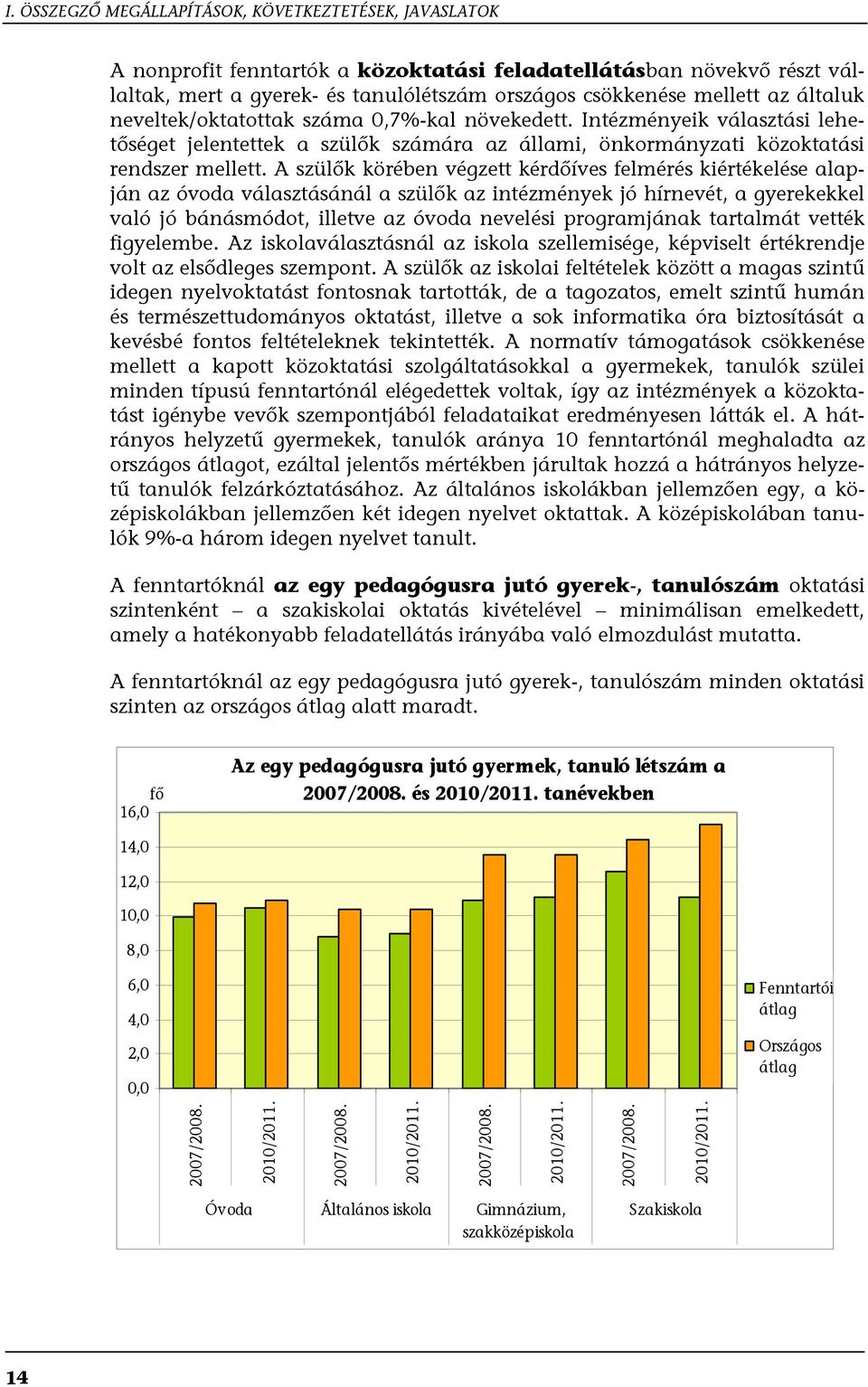 A szülők körében végzett kérdőíves felmérés kiértékelése alapján az óvoda választásánál a szülők az intézmények jó hírnevét, a gyerekekkel való jó bánásmódot, illetve az óvoda nevelési programjának