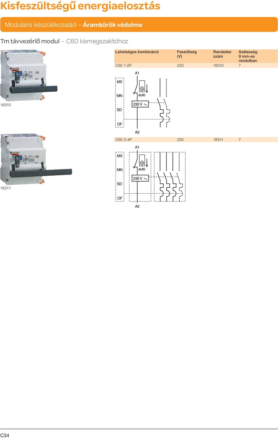 kombináció Feszültség (V) C60 1-2P 230 18310 7