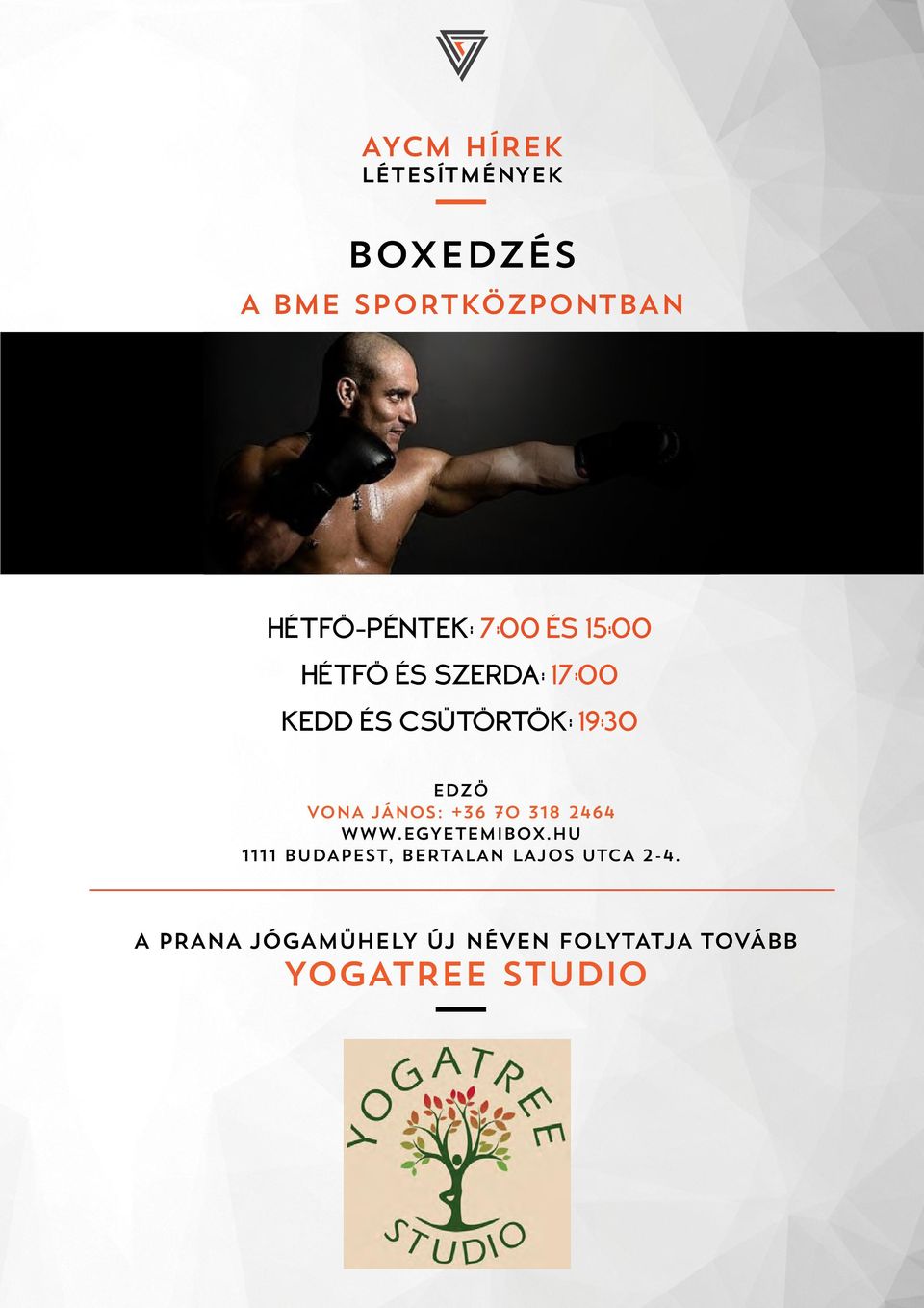 VONA JÁNOS: +36 70 318 2464 WWW.EGYETEIBOX.
