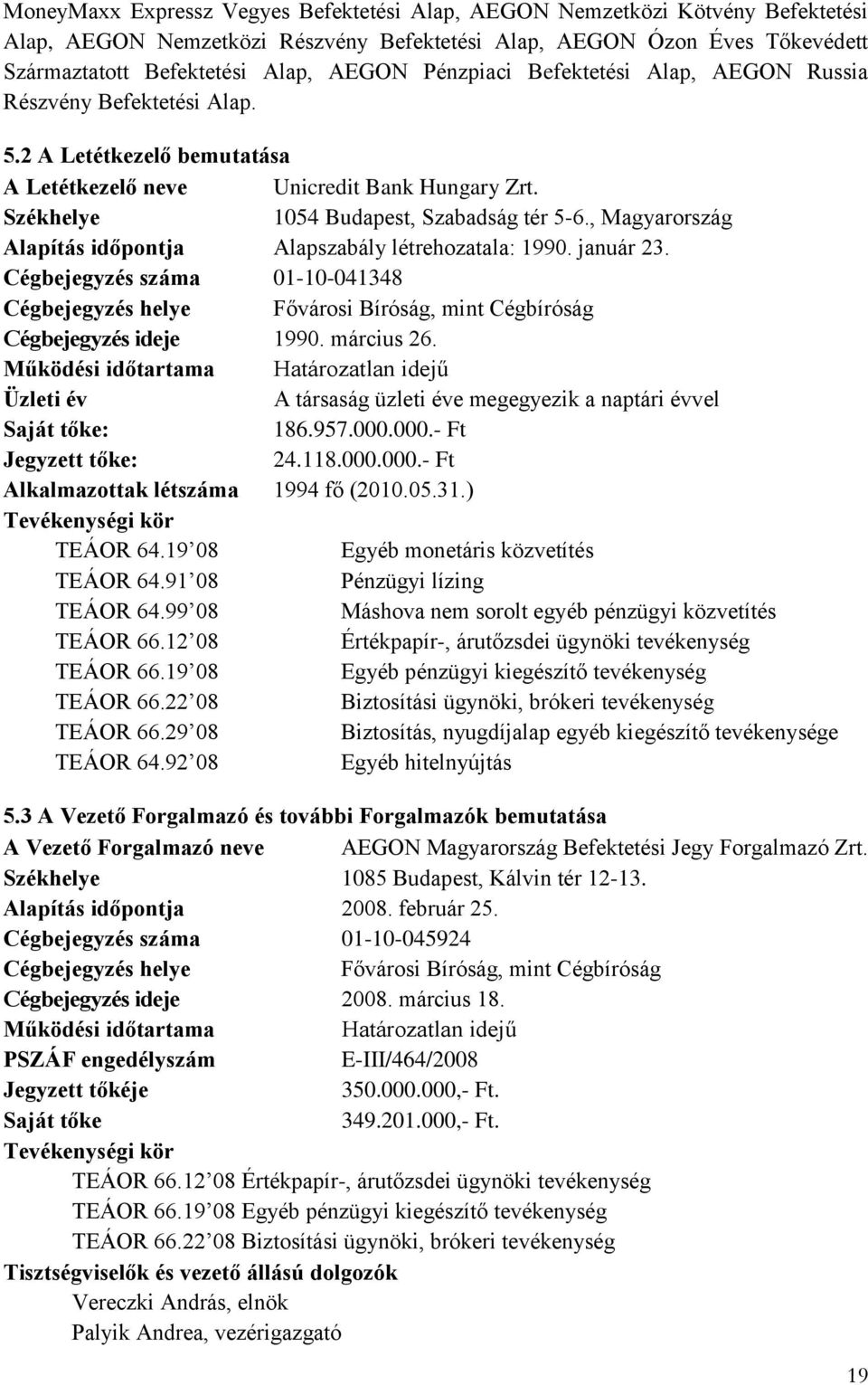 , Magyarország Alapítás időpontja Alapszabály létrehozatala: 1990. január 23. Cégbejegyzés száma 01-10-041348 Cégbejegyzés helye Fővárosi Bíróság, mint Cégbíróság Cégbejegyzés ideje 1990. március 26.