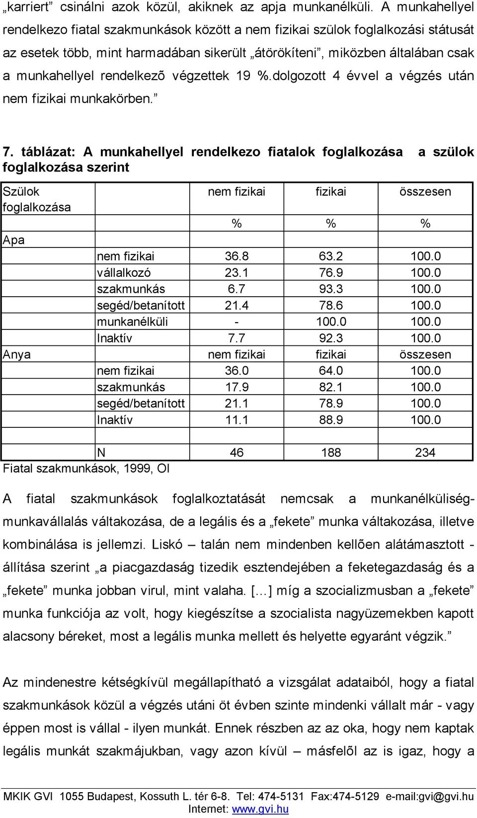 végzettek 19 %.dolgozott 4 évvel a végzés után nem fizikai munkakörben. 7.