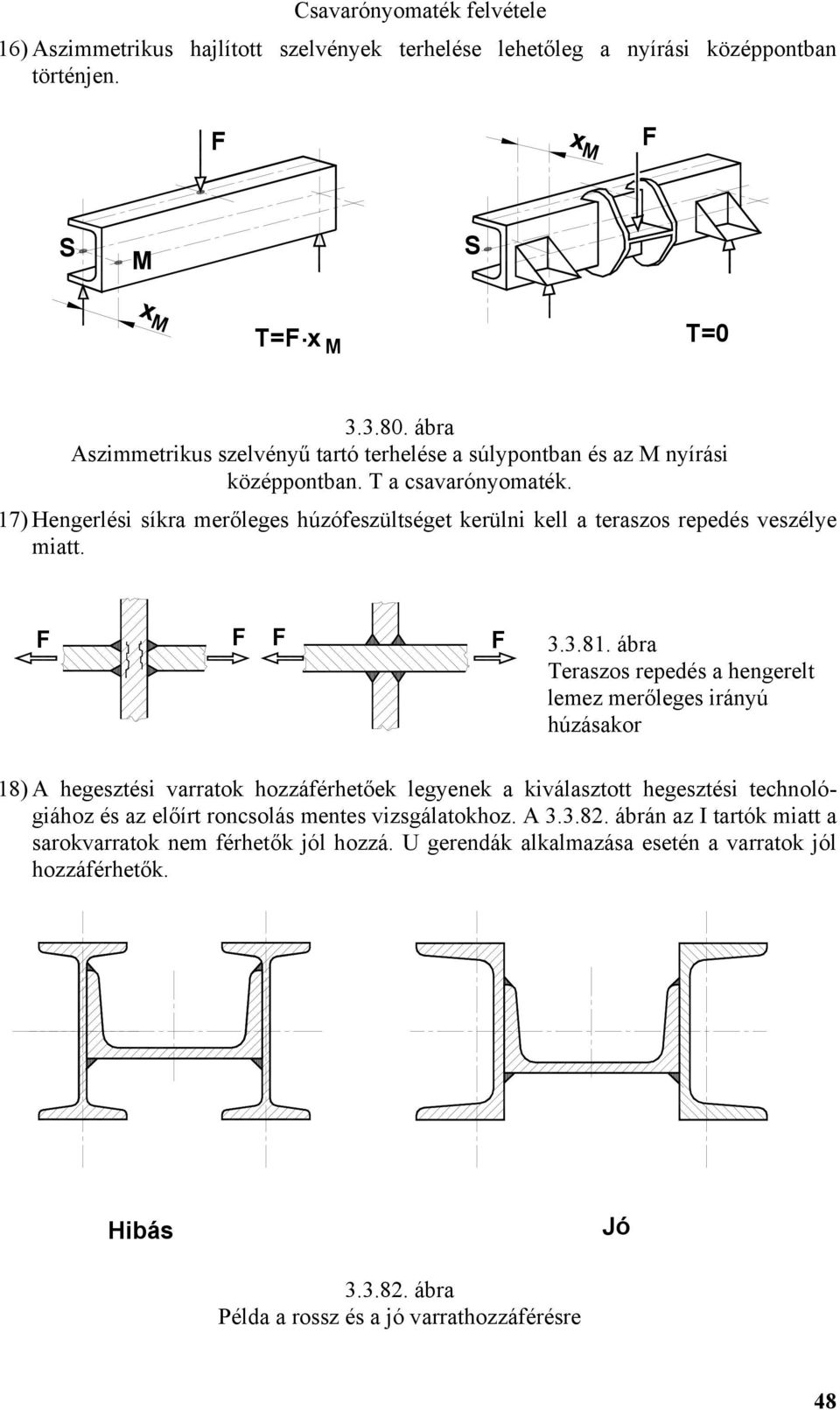 17) Hengerlési síkra merőleges húzófeszültséget kerülni kell a teraszos repedés veszélye miatt. 3.3.81.