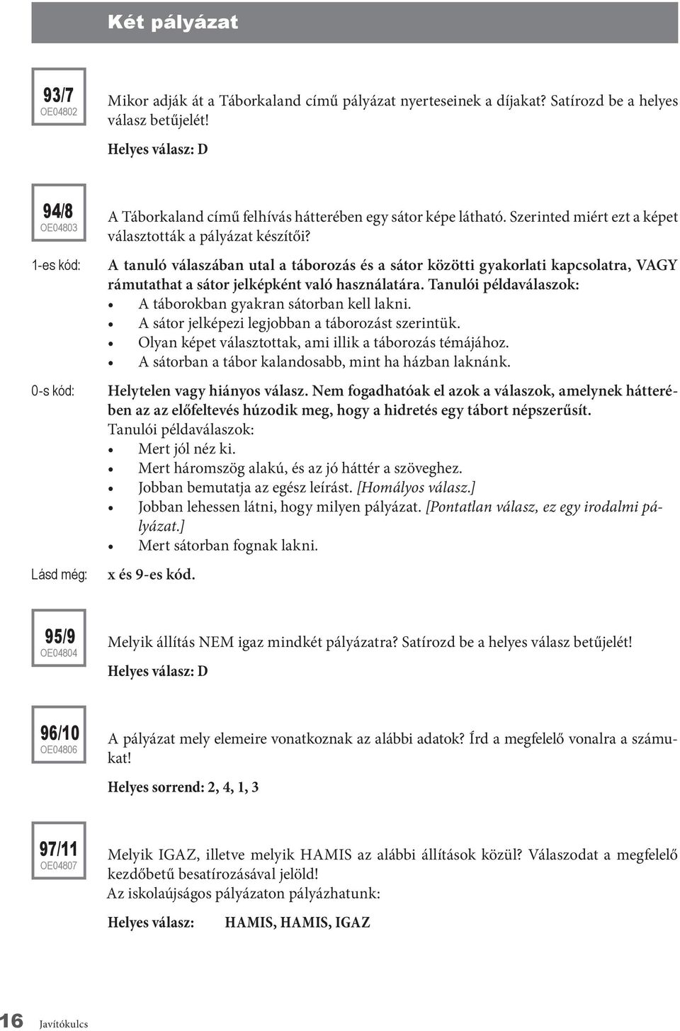 A tanuló válaszában utal a táborozás és a sátor közötti gyakorlati kapcsolatra, VAGY rámutathat a sátor jelképként való használatára. A táborokban gyakran sátorban kell lakni.