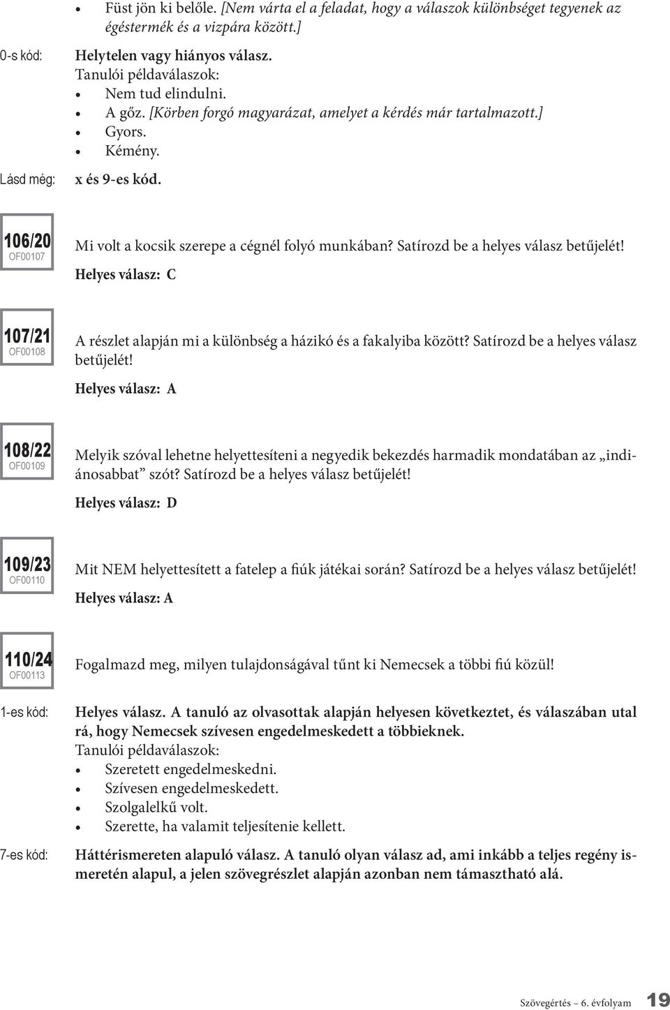 Helyes válasz: C 107/21 OF00108 A részlet alapján mi a különbség a házikó és a fakalyiba között? Satírozd be a helyes válasz betű jelét!