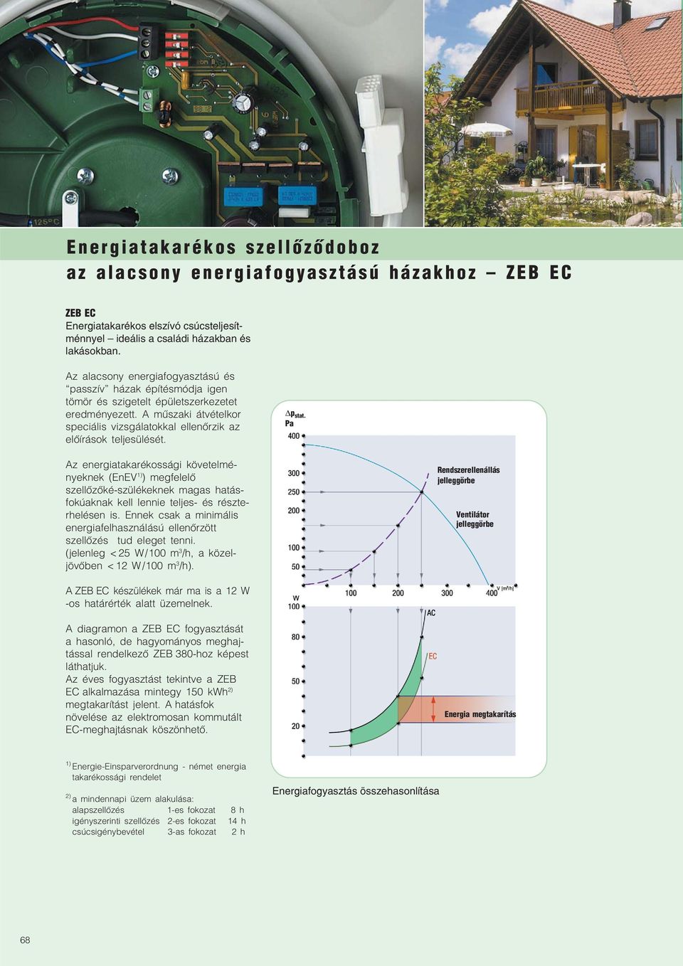 p stat. Pa Az energiatakarékossági követelmé nyeknek (EnEV 1) ) megfelelő szellőzőké szülékeknek magas hatás fokúaknak kell lennie teljes és részte rhelésen is.