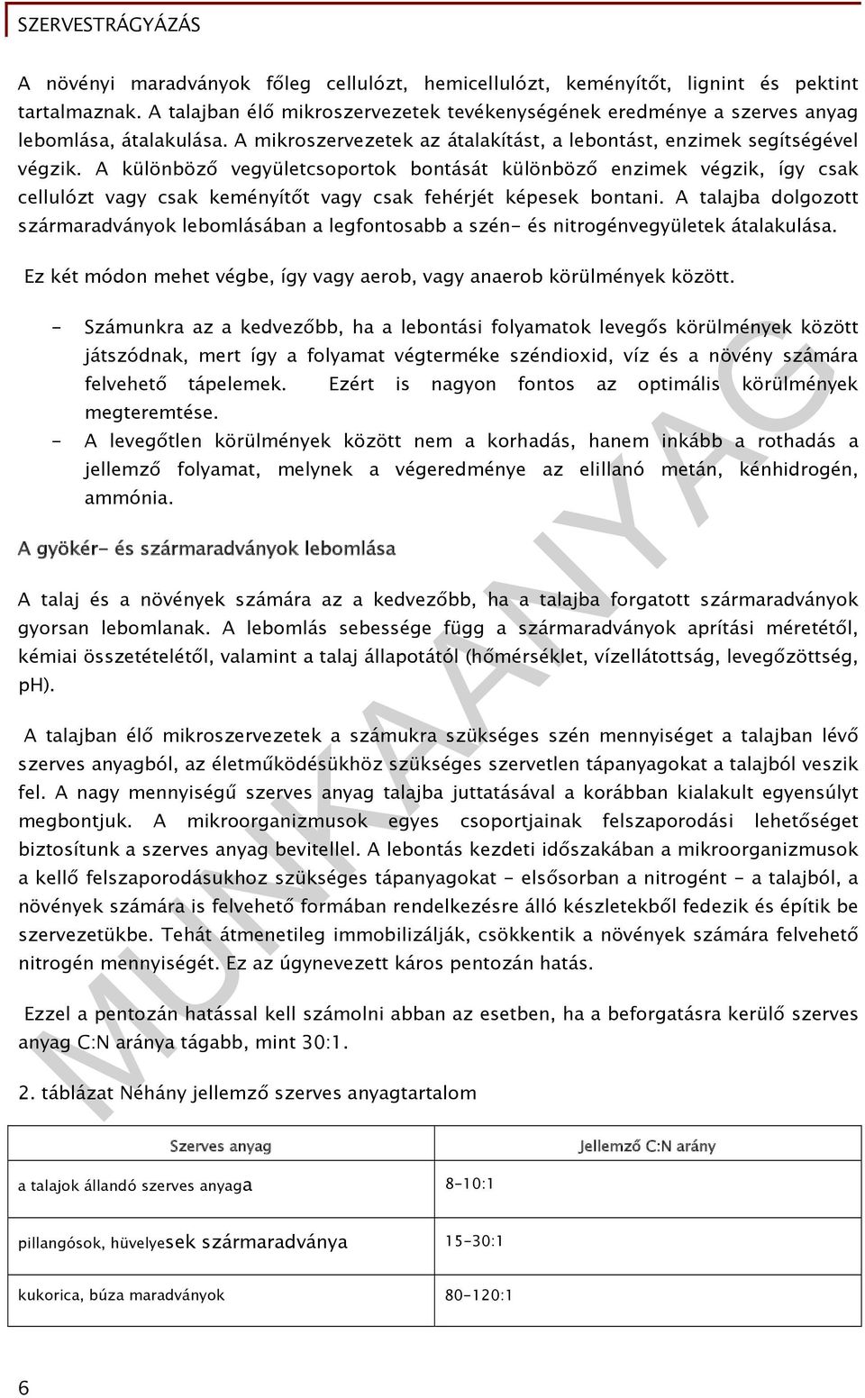 A különböző vegyületcsoportok bontását különböző enzimek végzik, így csak cellulózt vagy csak keményítőt vagy csak fehérjét képesek bontani.