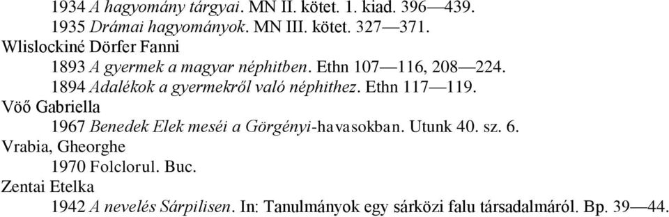1894 Adalékok a gyermekről való néphithez. Ethn 117 119.