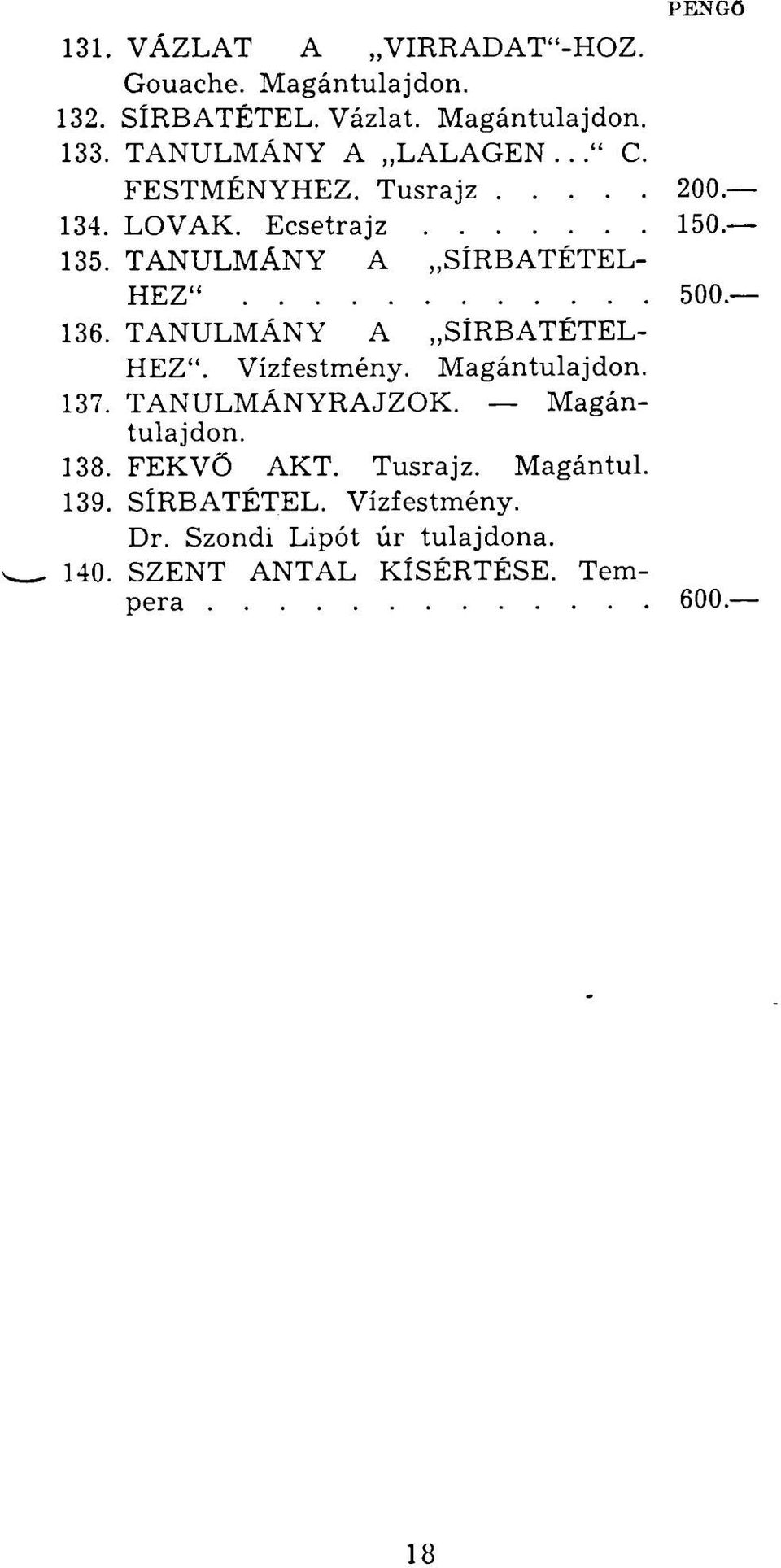 TANULMÁNY A SÍRBATÉTEL- HEZ" 500. 136. TANULMÁNY A SÍRBATÉTEL- HEZ". Vizfestmény. Magántulajdon. 137.