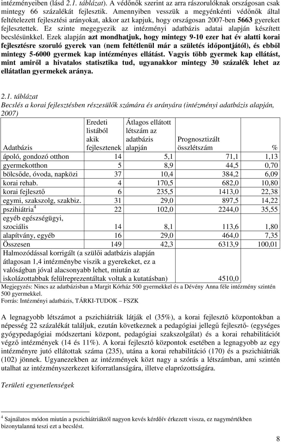 Ez szinte megegyezik az intézményi adatbázis adatai alapján készített becslésünkkel.