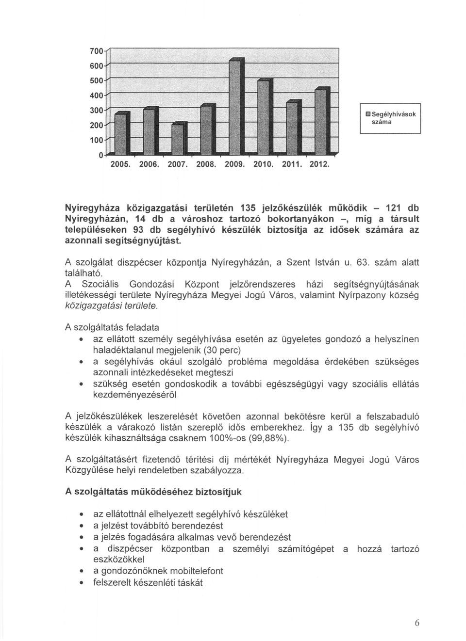 készülék biztosítja az idősek számára az azonnali segítségnyújtást.. A szolgálat diszpécser központja Nyíregyházán, a Szent István u. 63. szám alatt található.