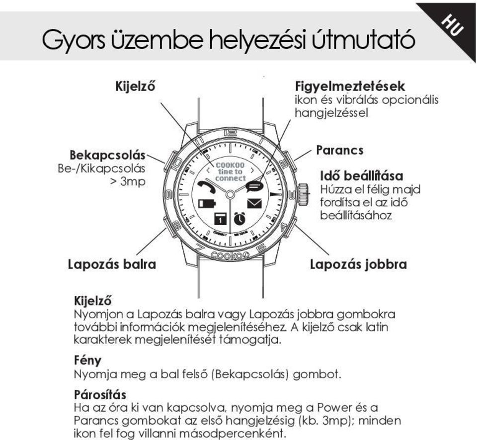 gombokra további információk megjelenítéséhez. A kijelző csak latin karakterek megjelenítését támogatja.