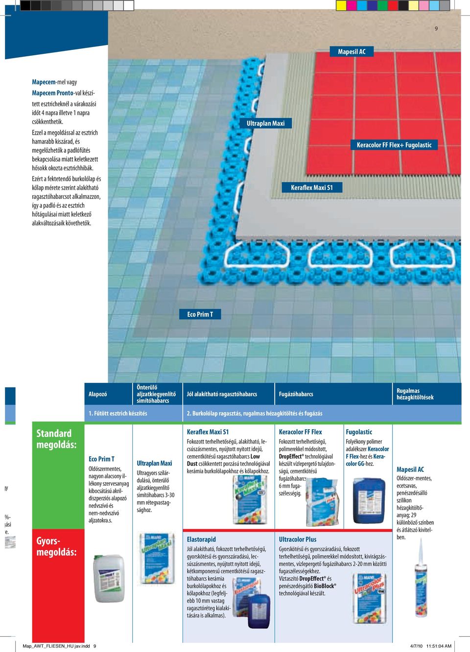 Ultraplan Maxi Keracolor FF Flex+ Fugolastic Ezért a fektetendő burkolólap és kőlap mérete szerint alakítható ragasztóhabarcsot alkalmazzon, így a padló és az esztrich hőtágulásai miatt keletkező