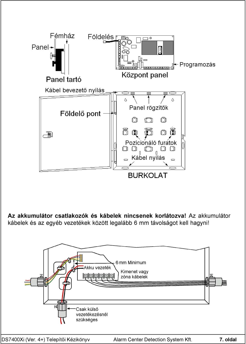 Az akkumulátor kábelek és az egyéb vezetékek között