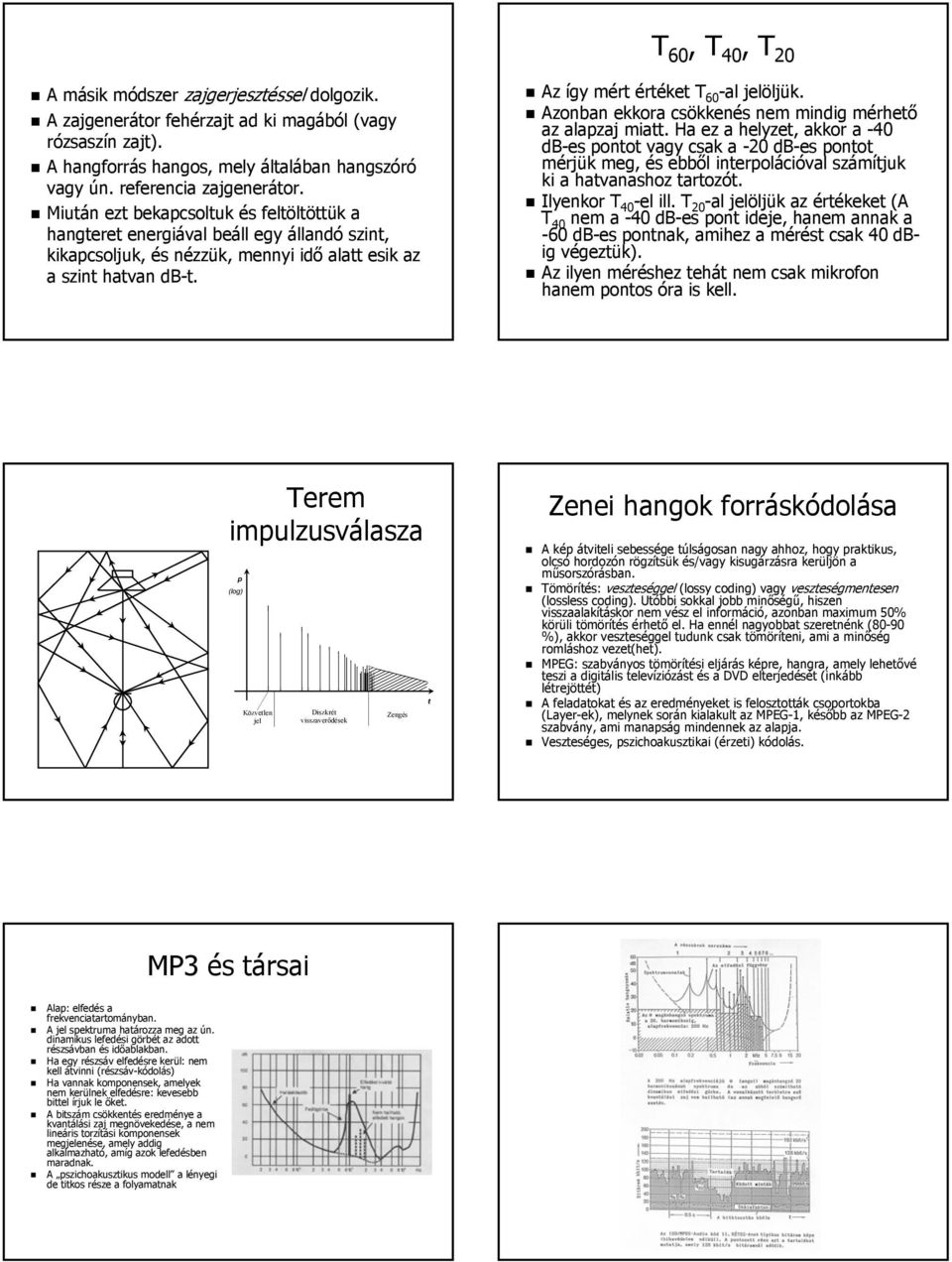 Az így mért értéket T 60 -al jelöljük. Azonban ekkora csökkenés nem mindig mérhető az alapzaj miatt.