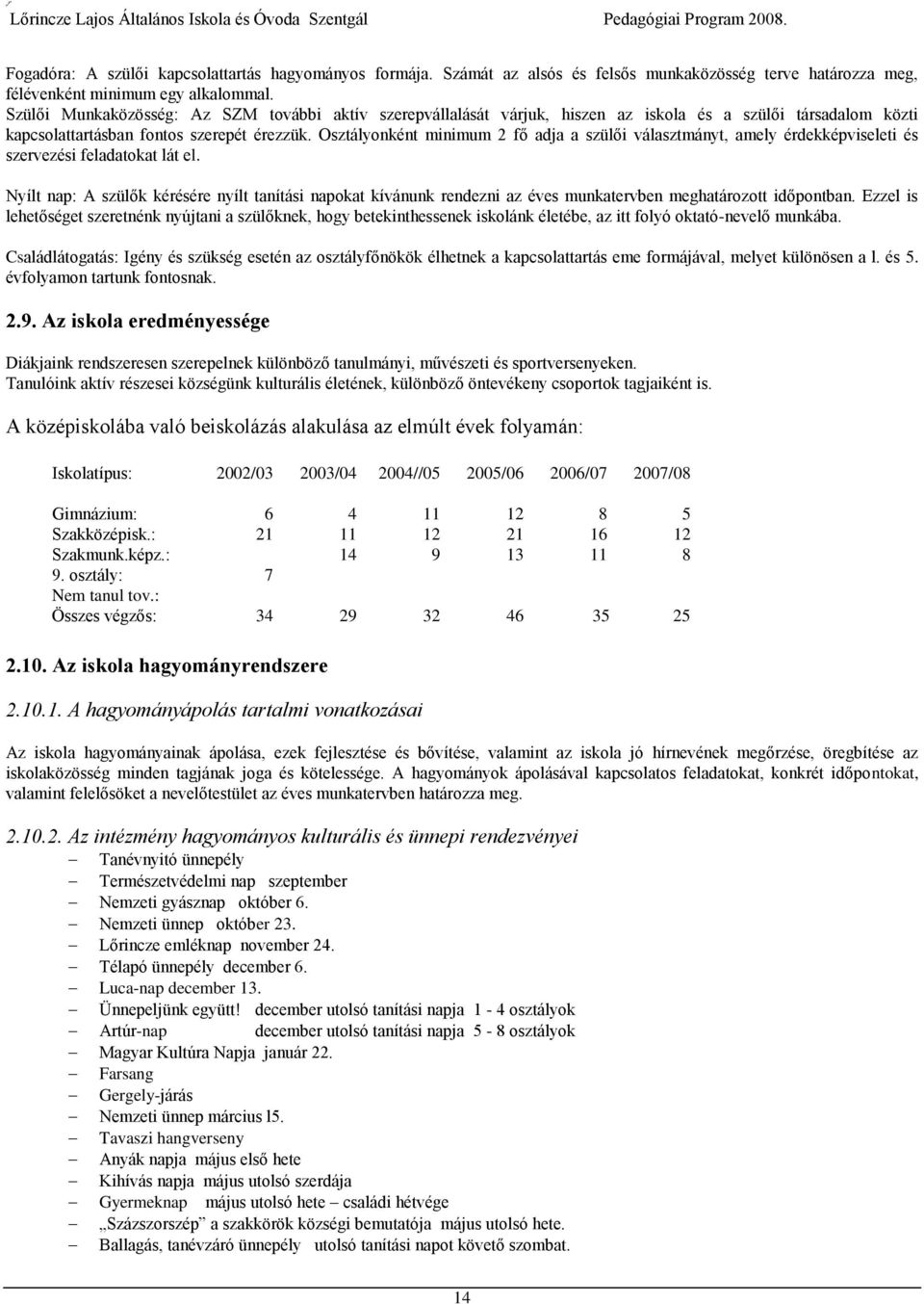 Osztályonként minimum 2 fő adja a szülői választmányt, amely érdekképviseleti és szervezési feladatokat lát el.