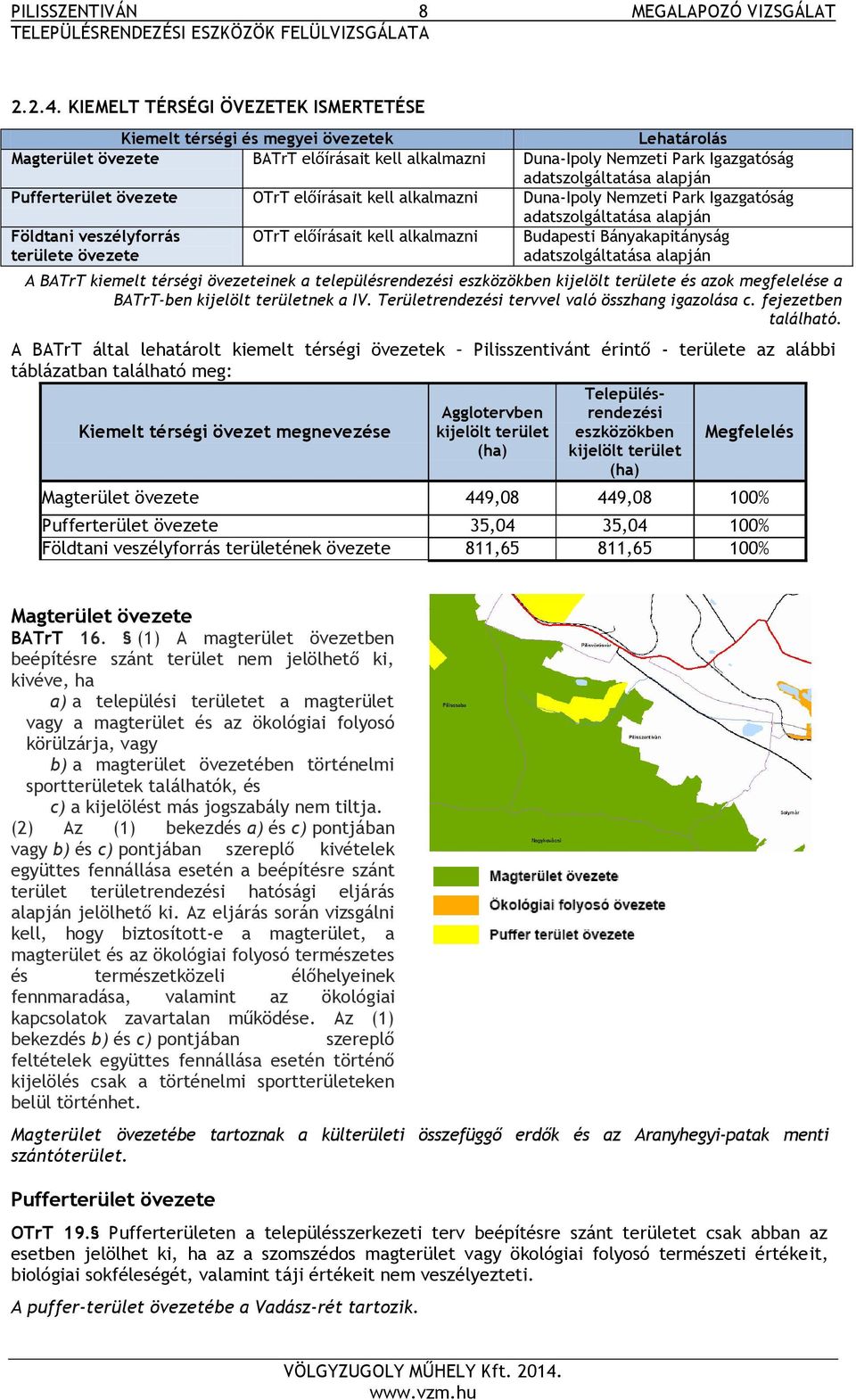 Pufferterület övezete OTrT előírásait kell alkalmazni Duna-Ipoly Nemzeti Park Igazgatóság adatszolgáltatása alapján Földtani veszélyforrás területe övezete OTrT előírásait kell alkalmazni Budapesti