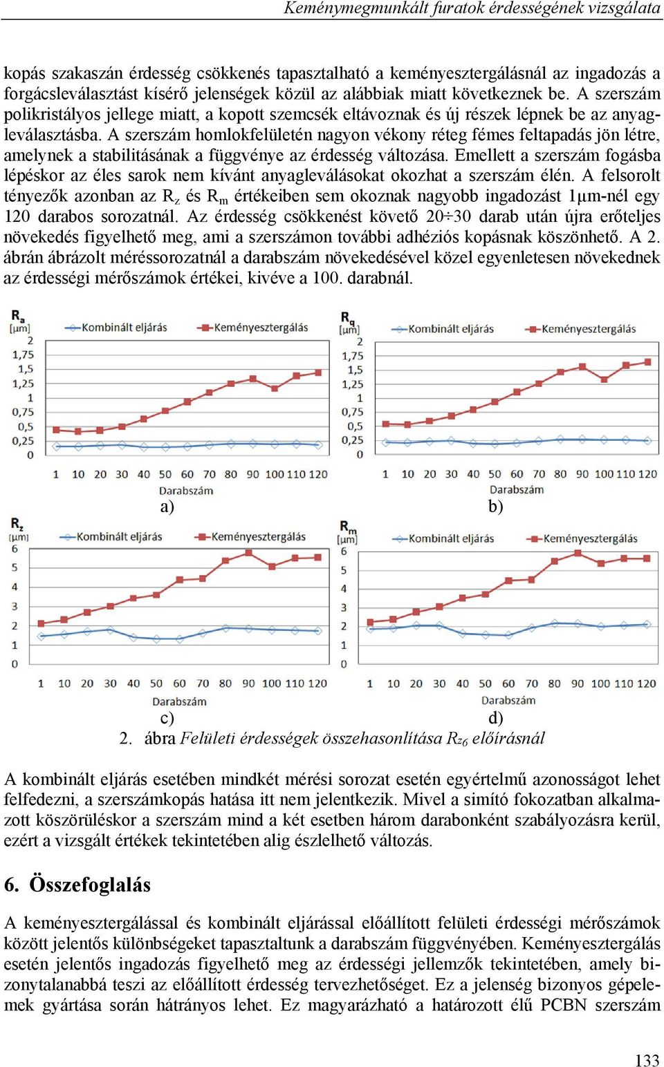 A szerszám homlokfelületén nagyon vékony réteg fémes feltapadás jön létre, amelynek a stabilitásának a függvénye az érdesség változása.