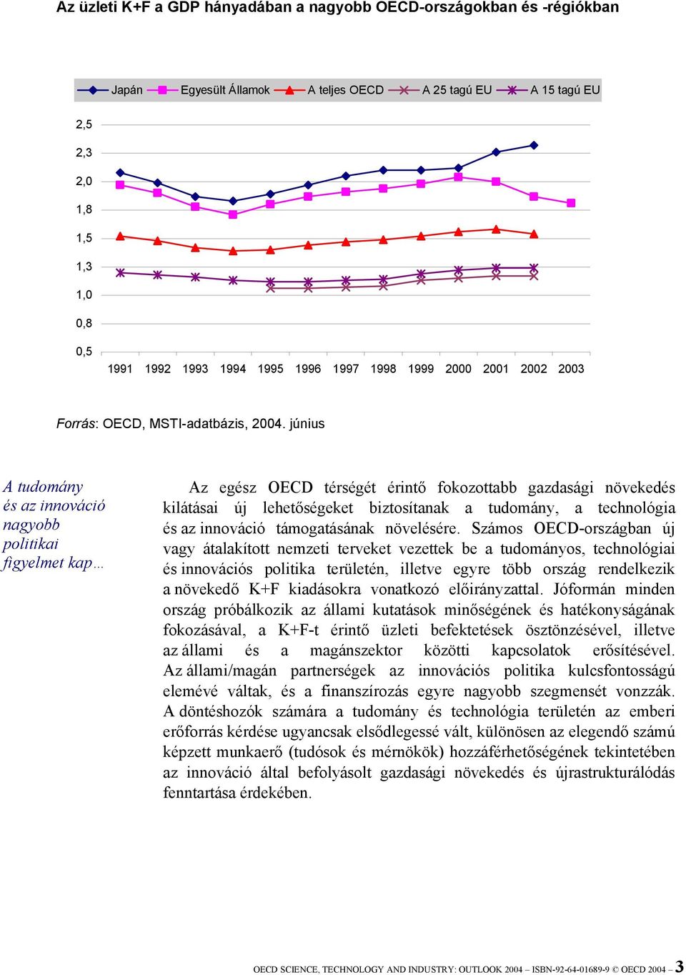 június A tudomány és az innováció nagyobb politikai figyelmet kap Az egész OECD térségét érintő fokozottabb gazdasági növekedés kilátásai új lehetőségeket biztosítanak a tudomány, a technológia és az