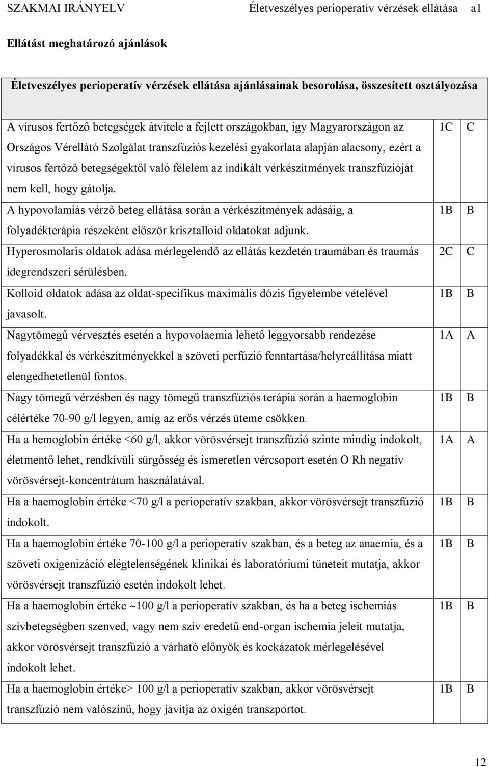 kell, hogy gátolja. A hypovolamiás vérző beteg ellátása során a vérkészítmények adásáig, a folyadékterápia részeként először krisztalloid oldatokat adjunk.