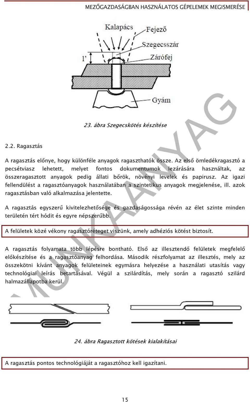 Az igazi fellendülést a ragasztóanyagok használatában a szintetikus anyagok megjelenése, ill. azok ragasztásban való alkalmazása jelentette.