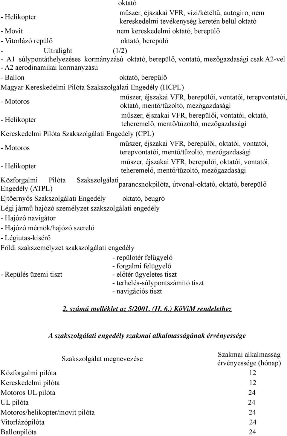 Szakszolgálati Engedély (HCPL) - Motoros műszer, éjszakai VFR, berepülői, vontatói, terepvontatói, oktató, mentő/tűzoltó, mezőgazdasági - Helikopter műszer, éjszakai VFR, berepülői, vontatói, oktató,