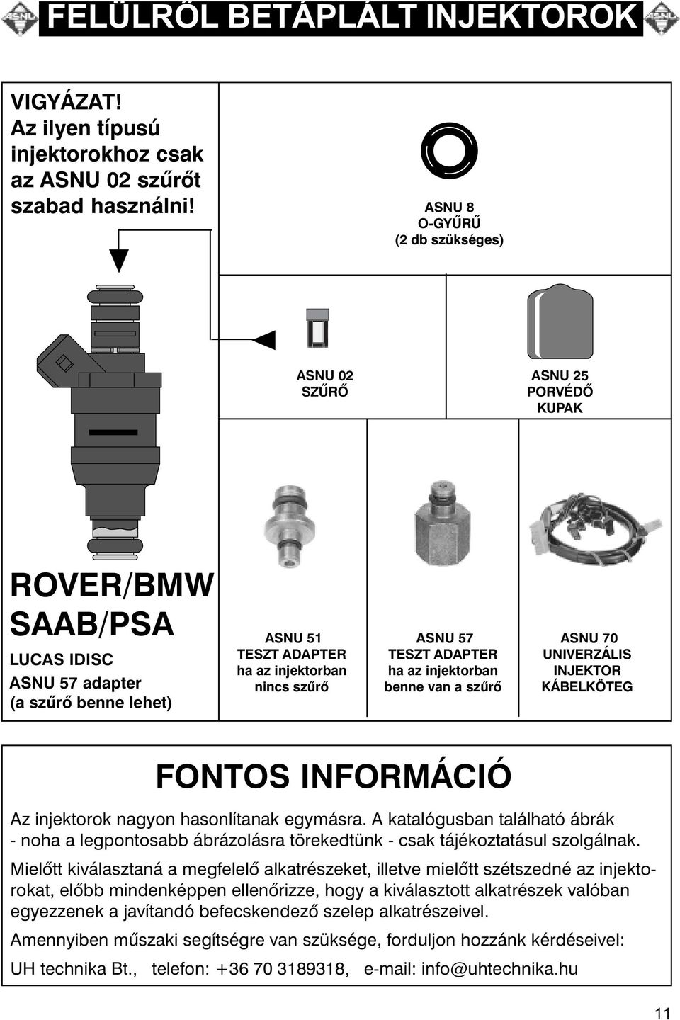 ASNU 8 (2 db szükséges) ASNU 02 SZÛRÕ ASNU 25 PORVÉDÕ KUPAK ROVER/BMW SAAB/PSA