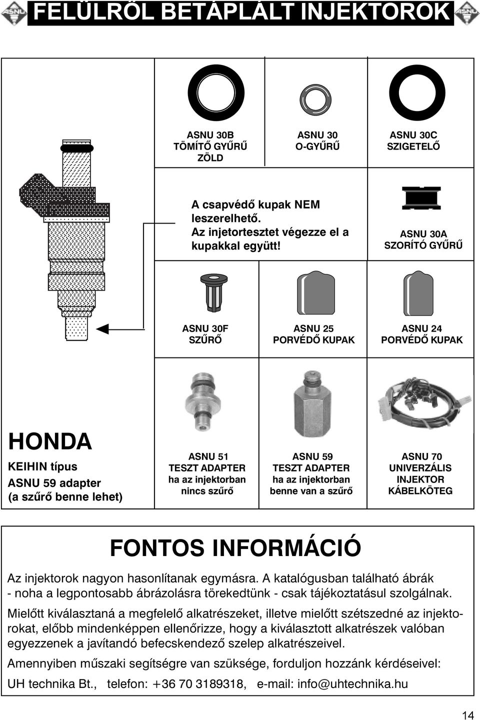 ASNU 30A SZORÍTÓ GYÛRÛ ASNU 30F SZÛRÕ ASNU 25 PORVÉDÕ KUPAK ASNU 24 PORVÉDÕ KUPAK HONDA KEIHIN