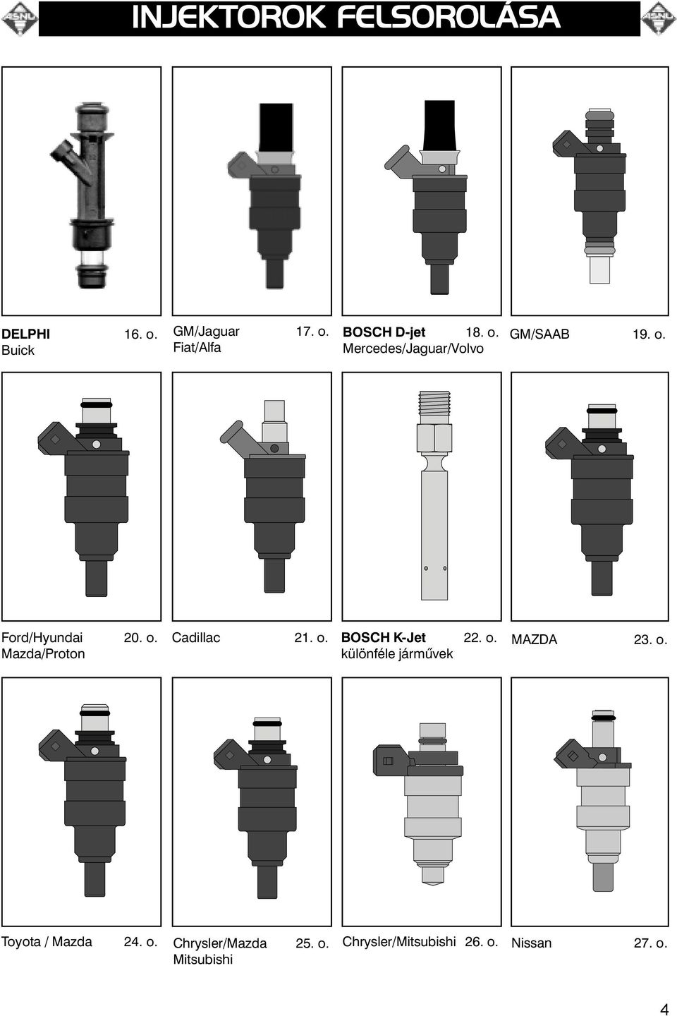 o. BOSCH K-Jet 22. o. különféle jármûvek MAZDA 23. o. Toyota / Mazda 24. o. Chrysler/Mazda 25.