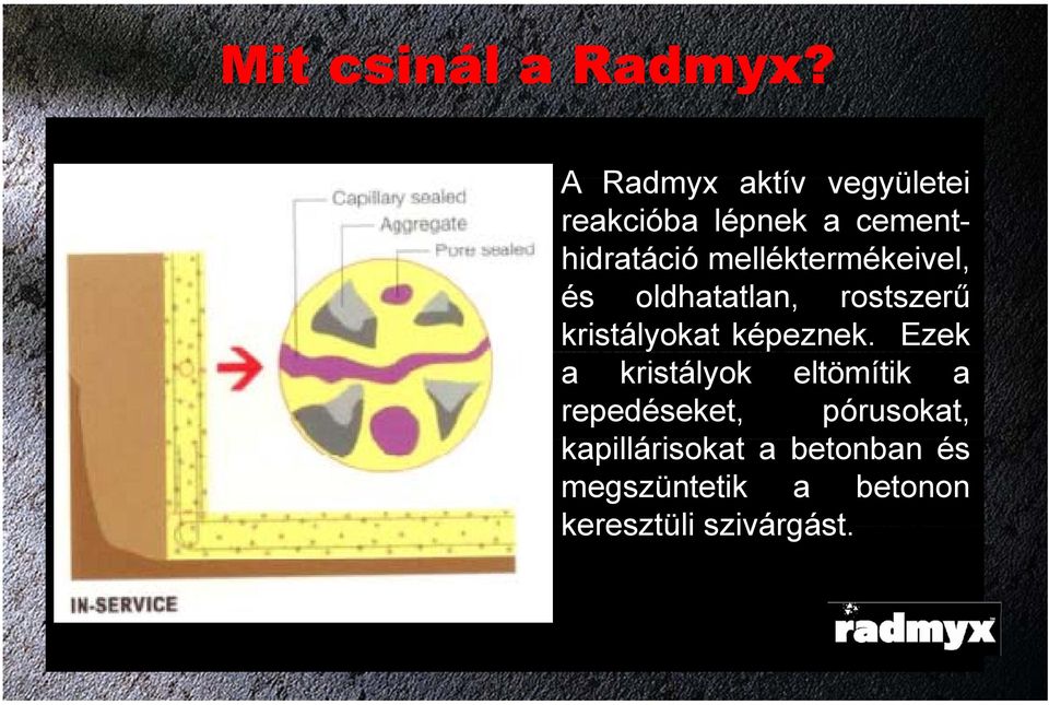 melléktermékeivel, és oldhatatlan, rostszerű kristályokat képeznek.