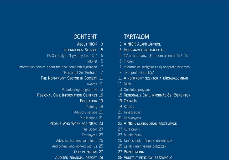 5 Infonet 5 Information service about the new non-profit legislation 7 Non-profit Self-Portrait 7 The Non-profit Sector in Society 11 Awards 11 Volunteering programme 13 Regional Civil Information