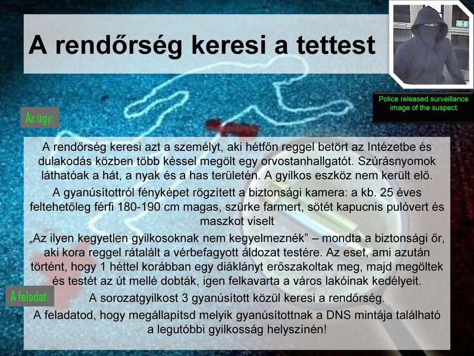 A gyilkos eszköz nem került elő. A gyanúsítottról fényképet rögzített a biztonsági kamera: a kb.