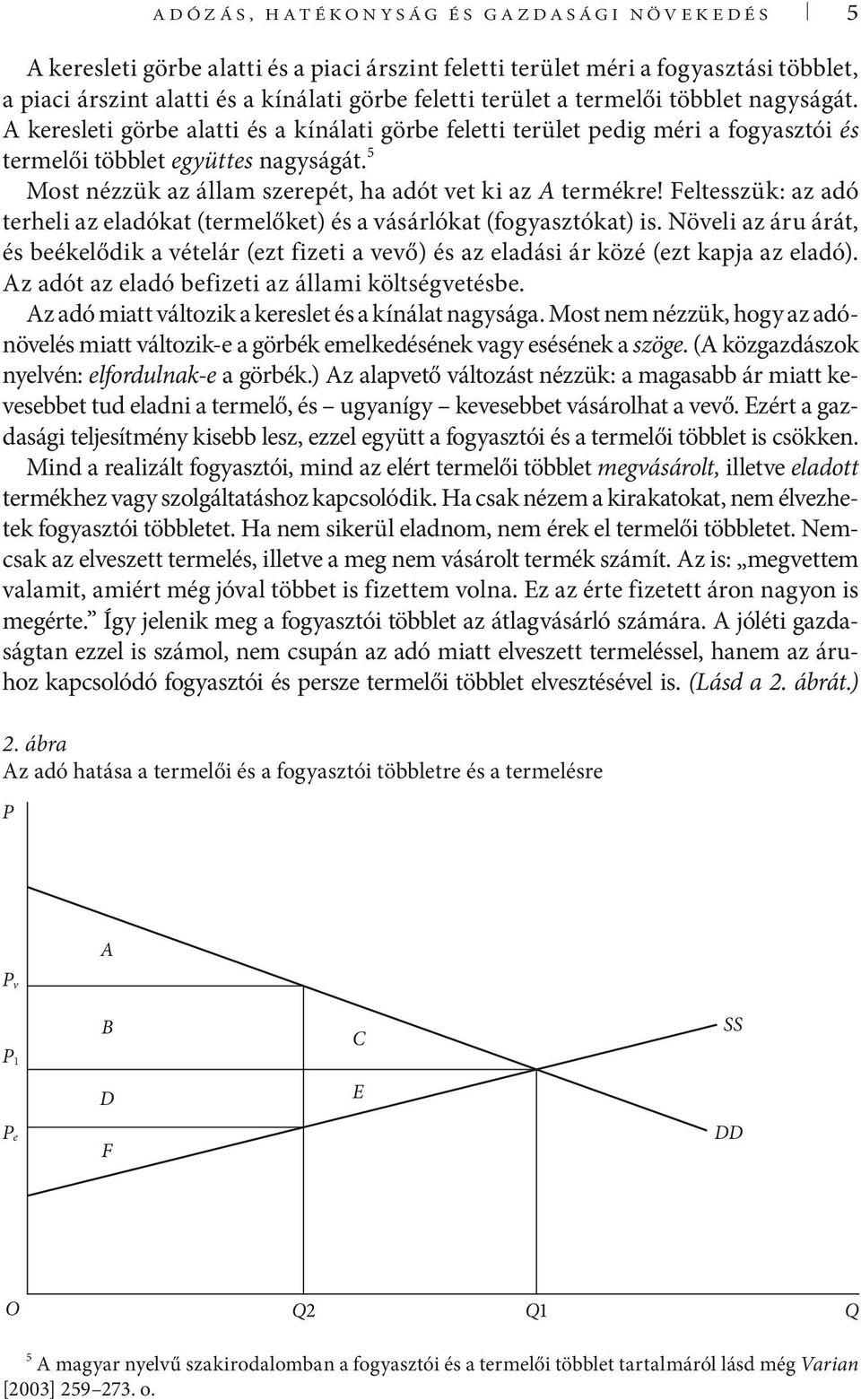 5 Most nézzük az állam szerepét, ha adót vet ki az A termékre! Feltesszük: az adó terheli az eladókat (termelőket) és a vásárlókat (fogyasztókat) is.