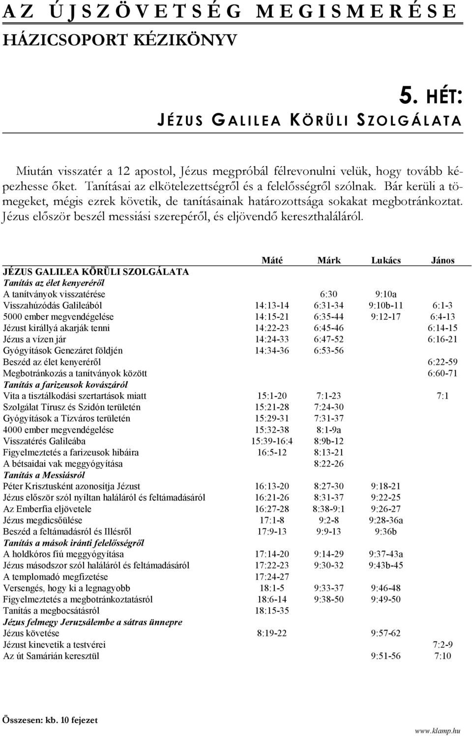 Bár kerüli a tömegeket, mégis ezrek követik, de tanításainak határozottsága sokakat megbotránkoztat. Jézus először beszél messiási szerepéről, és eljövendő kereszthaláláról.