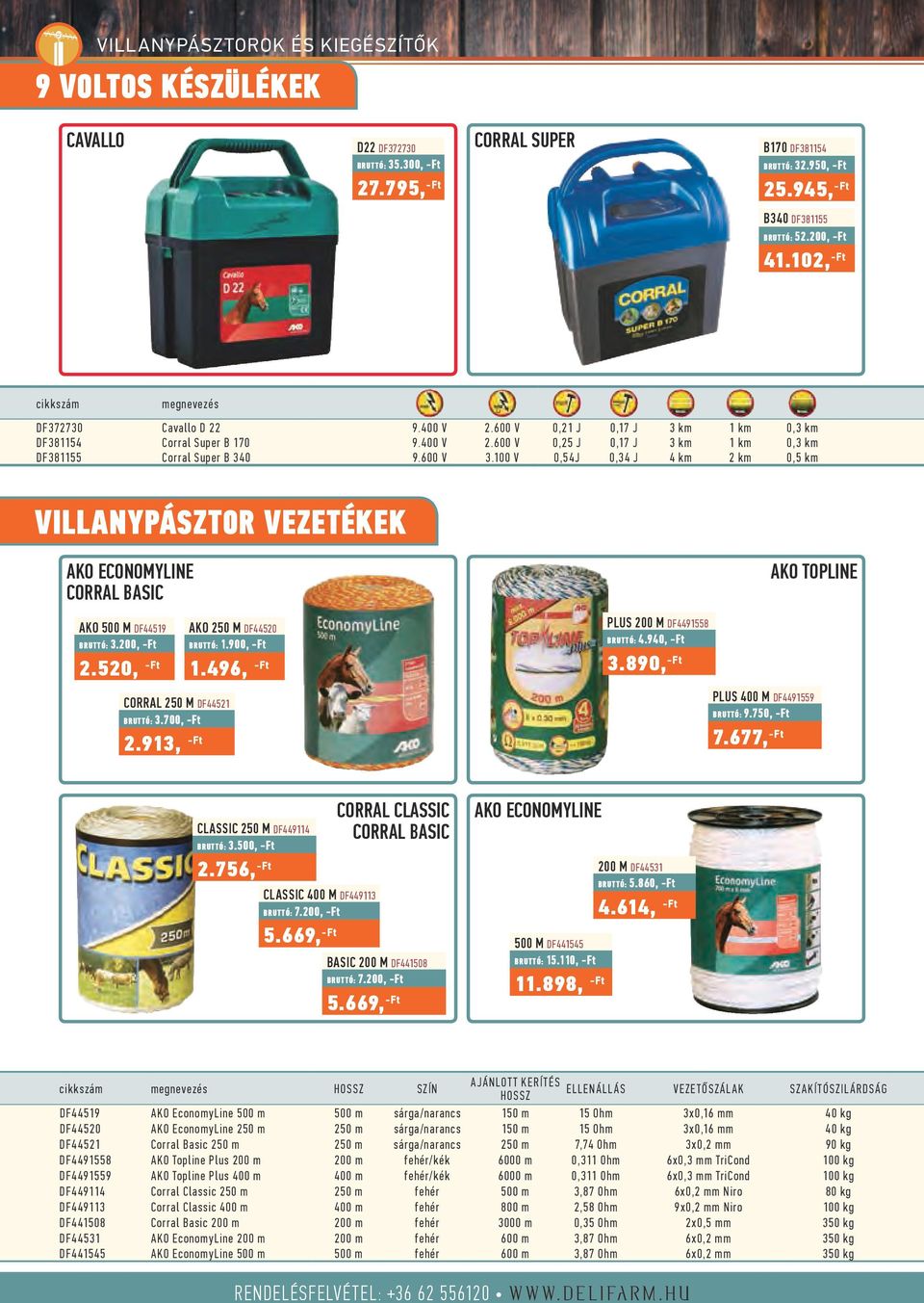 600 V 3.100 V 0,54J 0,34 J 4 km 2 km 0,5 km VILLANYPÁSZTOR VEZETÉKEK AKO ECONOMYLINE CORRAL BASIC AKO TOPLINE AKO 500 M DF44519 AKO 250 M DF44520 PLUS 200 M DF4491558 BRUTTÓ: BRUTTÓ: 3.