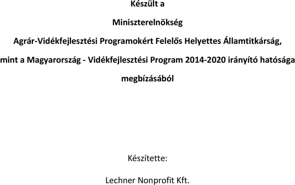 Magyarország Vidékfejlesztési Program 2014 2020