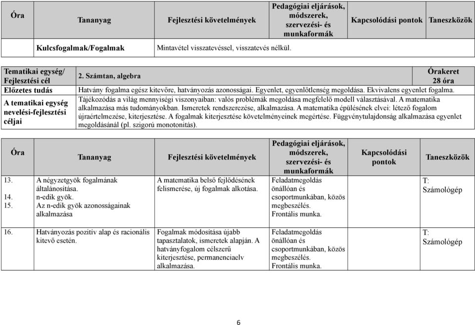 Tájékozódás a világ mennyiségi viszonyaiban: valós problémák megoldása megfelelő modell választásával. A matematika alkalmazása más tudományokban. Ismeretek rendszerezése, alkalmazása.