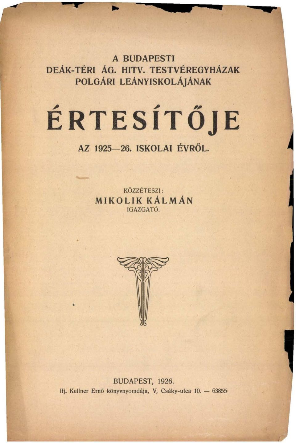 1925 26. ISKOLAI ÉVRŐL.