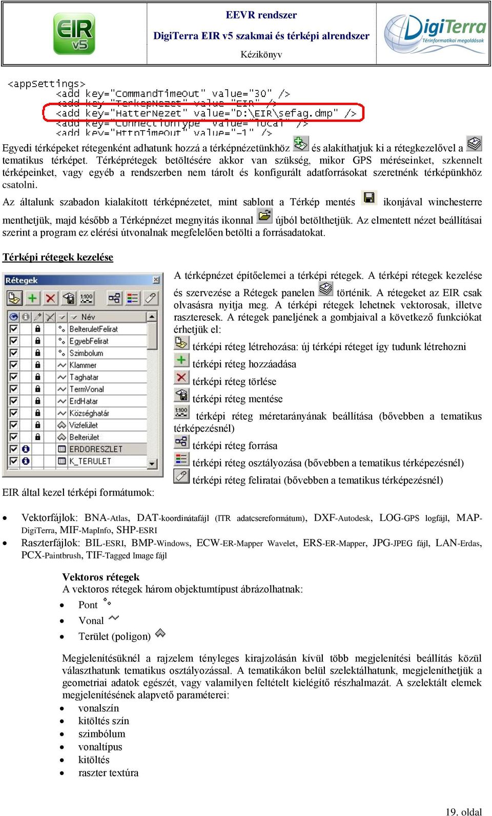 Az általunk szabadon kialakított térképnézetet, mint sablont a Térkép mentés ikonjával winchesterre menthetjük, majd később a Térképnézet megnyitás ikonnal újból betölthetjük.