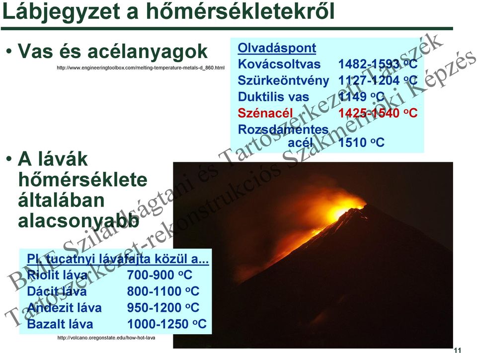 .. Riolit láva 700-900 o C Dácit láva 800-1100 o C Andezit láva 950-1200 o C Bazalt láva 1000-1250 o C http://volcano.