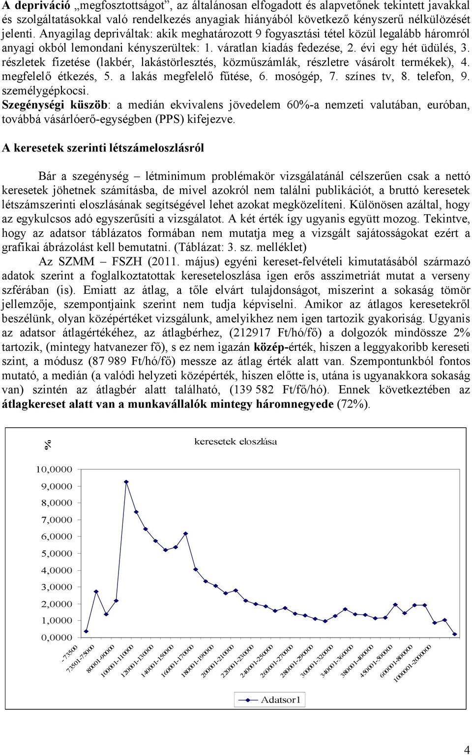 részletek fizetése (lakbér, lakástörlesztés, közműszámlák, részletre vásárolt termékek), 4. megfelelő étkezés, 5. a lakás megfelelő fűtése, 6. mosógép, 7. színes tv, 8. telefon, 9. személygépkocsi.