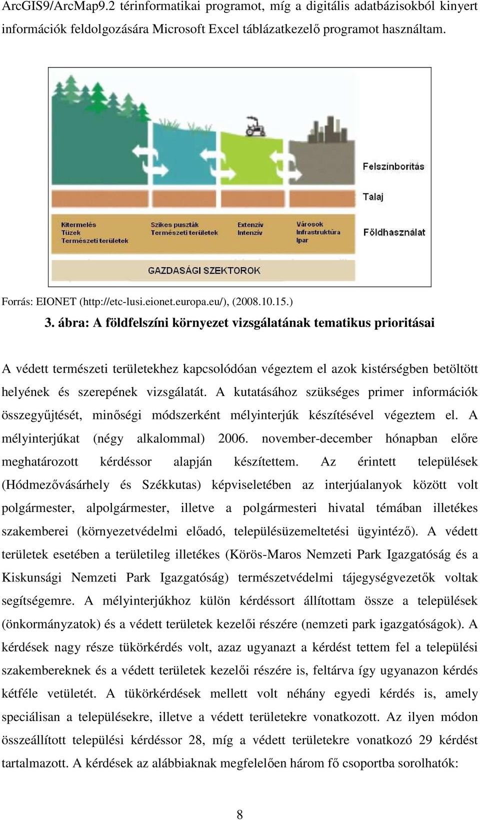 ábra: A földfelszíni környezet vizsgálatának tematikus prioritásai A védett természeti területekhez kapcsolódóan végeztem el azok kistérségben betöltött helyének és szerepének vizsgálatát.