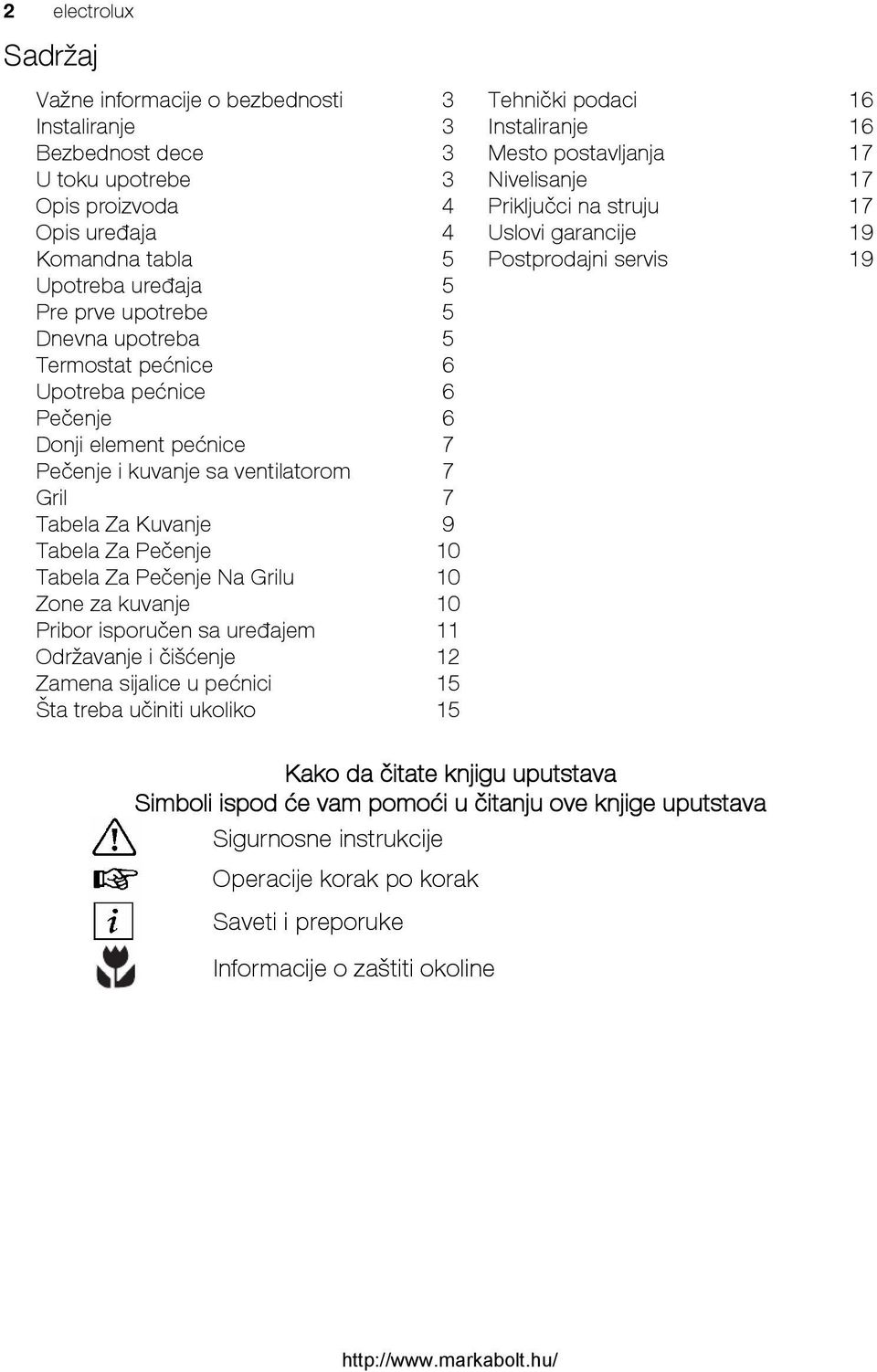 sa uređajem Održavanje i čišćenje Zamena sijalice u pećnici Šta treba učiniti ukoliko 3 3 3 3 4 4 5 5 5 5 6 6 6 7 7 7 9 10 10 10 11 12 15 15 Tehnički podaci Instaliranje Mesto postavljanja